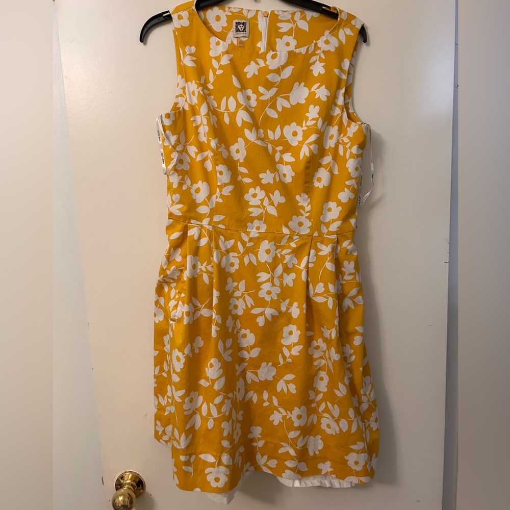 Anne Klein A line sundress in yellow and white floral